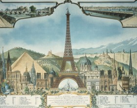 Drawing of the Eiffel Tower and all other high buildings