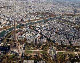 Aerial view of the Eiffel Tower