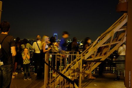 View of the 2nd floor of the Eiffel tower at night
