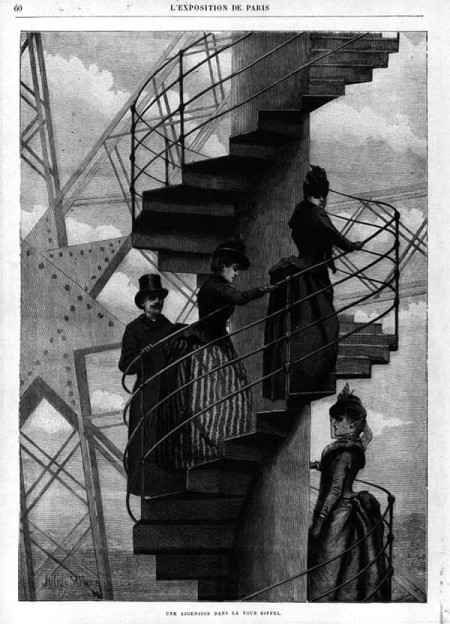 Engraving of the ascent by stairs