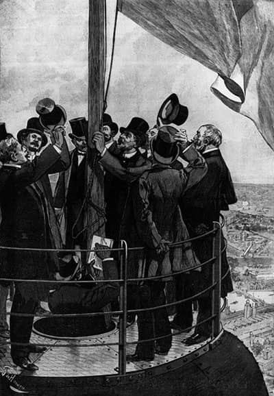 Engraving of the inauguration of the Eiffel Tower