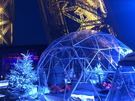 First floor of the Eiffel Tower under the snow