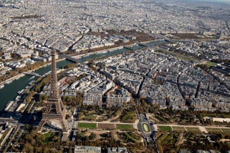 Aerial view of the Eiffel Tower