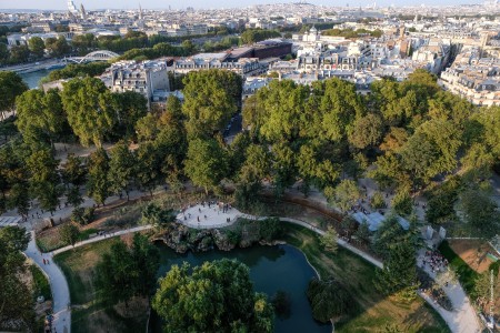 View of the gardens and Paris