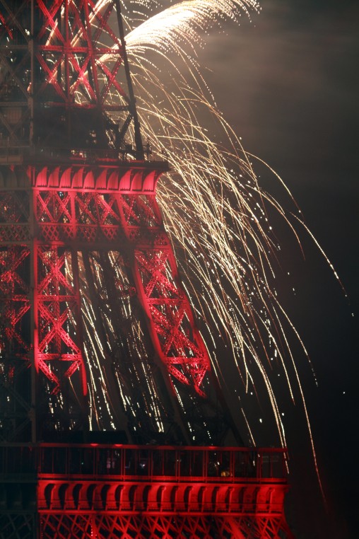 Photo of fireworks over the Eiffel Tower