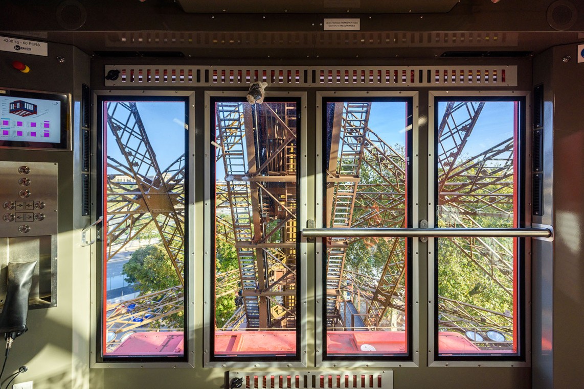 View from inside the north elevator car