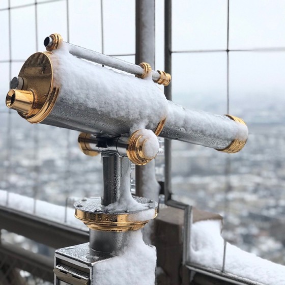 1st floor of the Eiffel Tower with snow